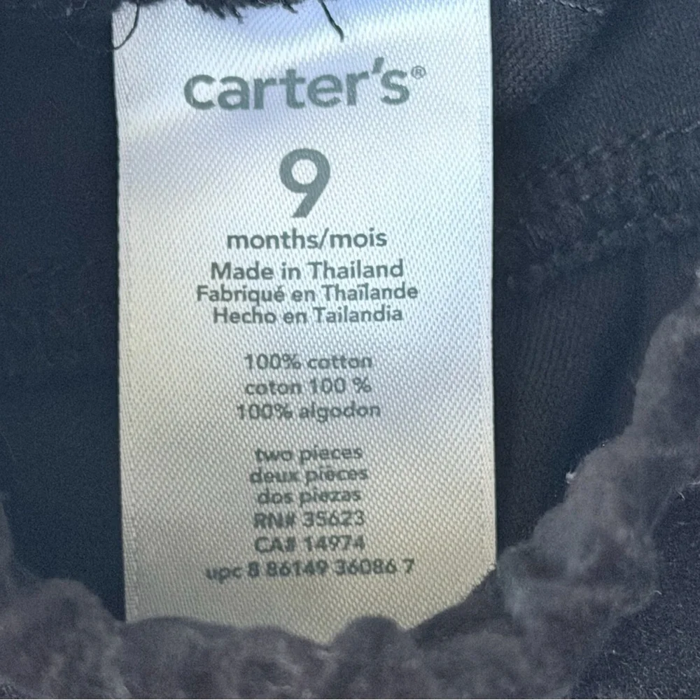 Carter's White Polka Dot Ruffle Top and Black Pants Set